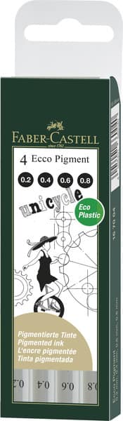 Faber Castell FC-167004 Tekenpen Ecco Pigment 4-delig Etui