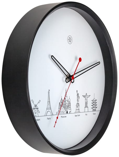 NeXtime NX-7350 Wandklok NXt Worldtour Dia 30cm Kunststof Zwart - Afbeelding 2