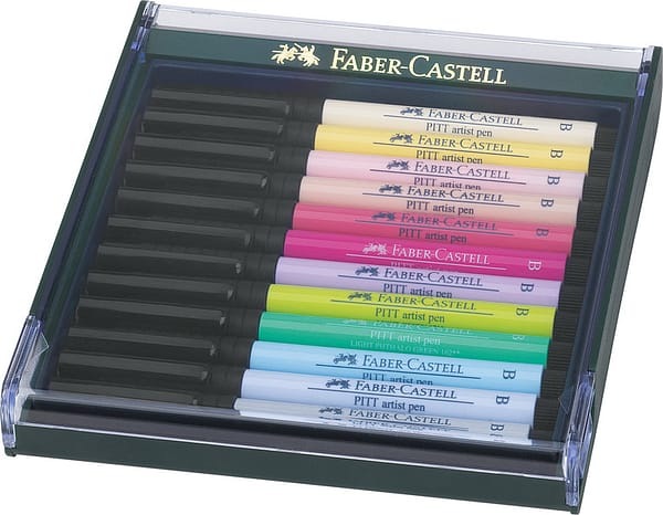 Faber Castell FC-267420 Tekenstift Faber-Castell Pitt Artist Pen Brush Set 12 Stuks Pastel - Afbeelding 2