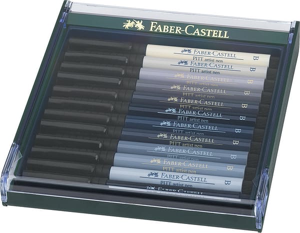 Faber Castell FC-267423 Tekenstift Faber-Castell Pitt Artist Pen Brush Set 12 Stuks Grijstinten - Afbeelding 2