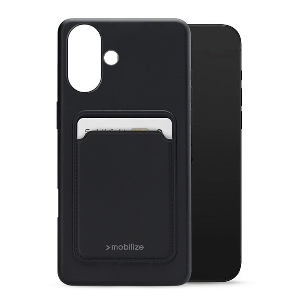 Mobilize Rubber Gelly Card Case Apple iPhone 16 Matt Black