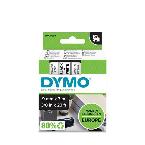 Gelamineerd tape Dymo S0720680 Zwart Zwart/Wit - Afbeelding 2