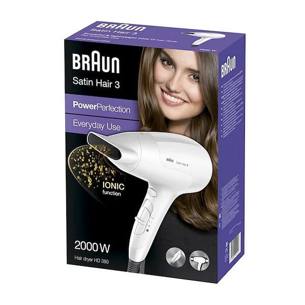 Braun BRHD380E Satin Hair 3 Haardroger 2000W Wit - Afbeelding 2