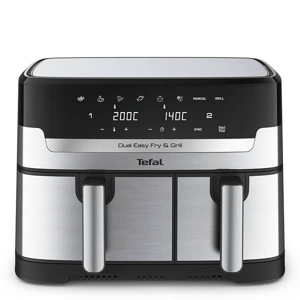 Tefal EY905D Easy Fry & Grill Dual Heteluchtfriteuse 8.3L 2700W RVS/Zwart - Afbeelding 2