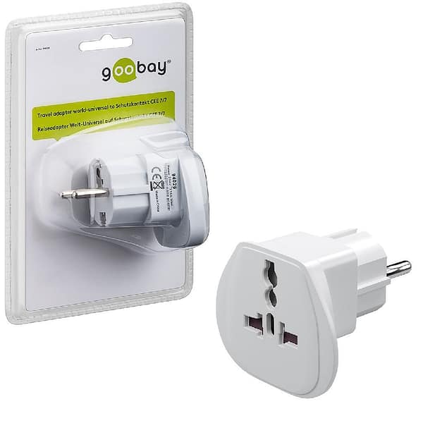 Goobay Reisadapter USA,UK,CH,IT naar EUR Wit