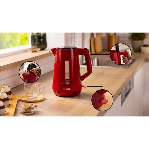 Bosch TWK1M124 MyMoment Waterkoker 1.7L 2400W Rood - Afbeelding 2