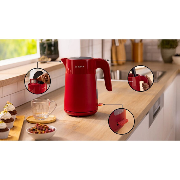 Bosch TWK2M164 MyMoment Waterkoker 1.7L 2400W Rood - Afbeelding 2