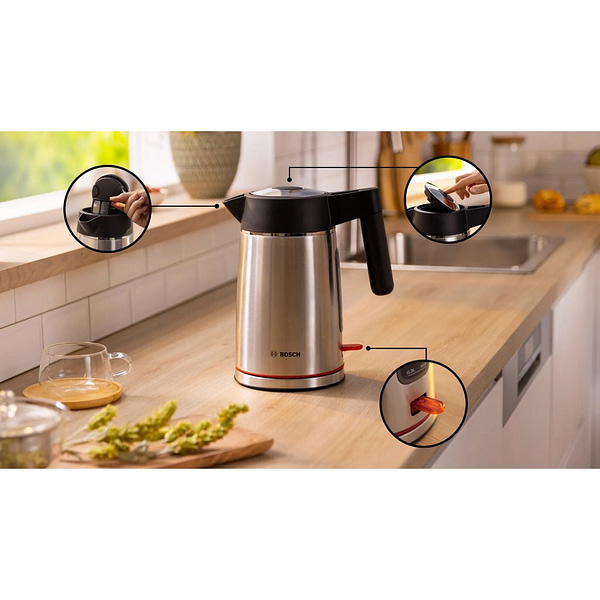 Bosch TWK6M480 MyMoment Waterkoker 1.7L 2400W RVS/Zwart - Afbeelding 2