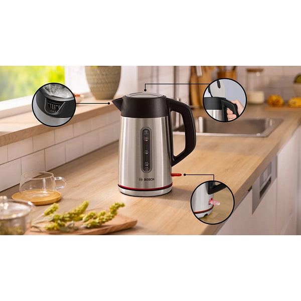 Bosch TWK5M440 MyMoment Waterkoker 1.7L 2400L RVS/Zwart - Afbeelding 2