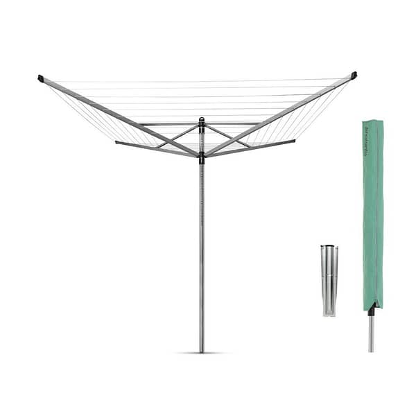 Brabantia Lift-O-Matic Droogmolen 60 m Drooglengte + Grondhaak en Hoes Metallic Grijs - Afbeelding 2