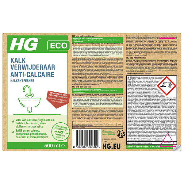 HG ECO Kalkverwijderaar 500 ml - Afbeelding 2