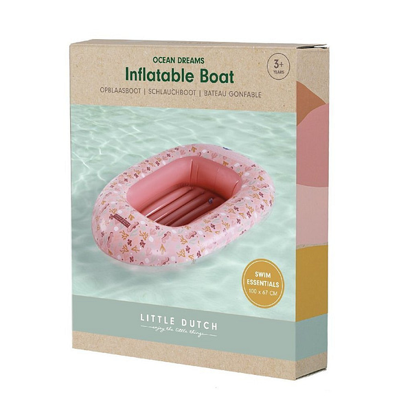 Little Dutch Ocean Dreams Opblaasboot 100x67 cm Roze - Afbeelding 2