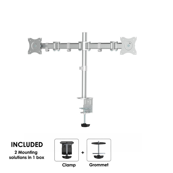 Newstar NM-D135DSILVER Flatscreen Bureausteun Zilver - Afbeelding 2