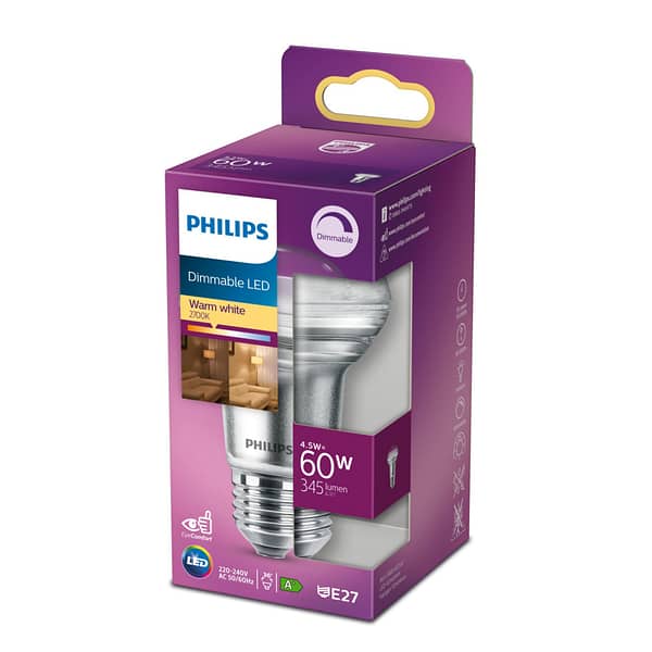 Philips Dimbaar LED Reflectorlamp 60W E27 Warm Wit - Afbeelding 2