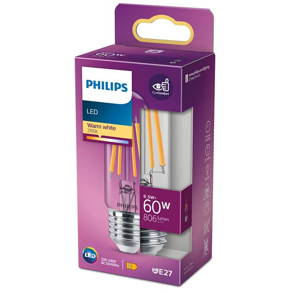 Philips LED Classic 60W T30 E27 WW CL ND SRT4 Verlichting - Afbeelding 2