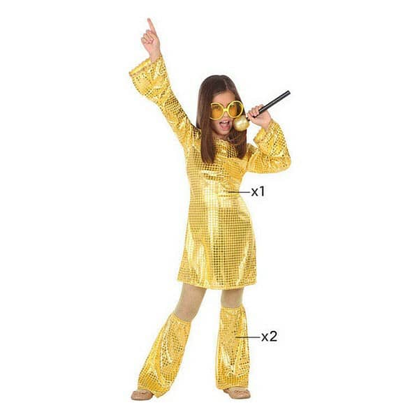 Kostuums voor Kinderen Disco Gouden (2 Onderdelen) (3 pcs) Maat 5-6 Jaar - Afbeelding 2