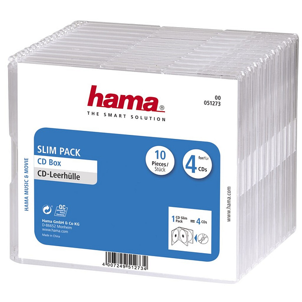 Hama Cd Doosjes 'Slim-Pack'4 Per 10