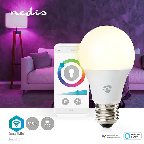 Nedis WIFILRC10E27 Smartlife Multicolour Lamp Wi-fi E27 806 Lm 9 W Rgb / Warm To Cool White Android™ / Ios Peer - Afbeelding 2