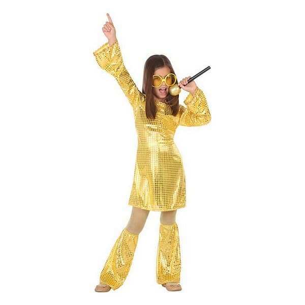 Kostuums voor Kinderen Disco Gouden (2 Onderdelen) (3 pcs) Maat 5-6 Jaar