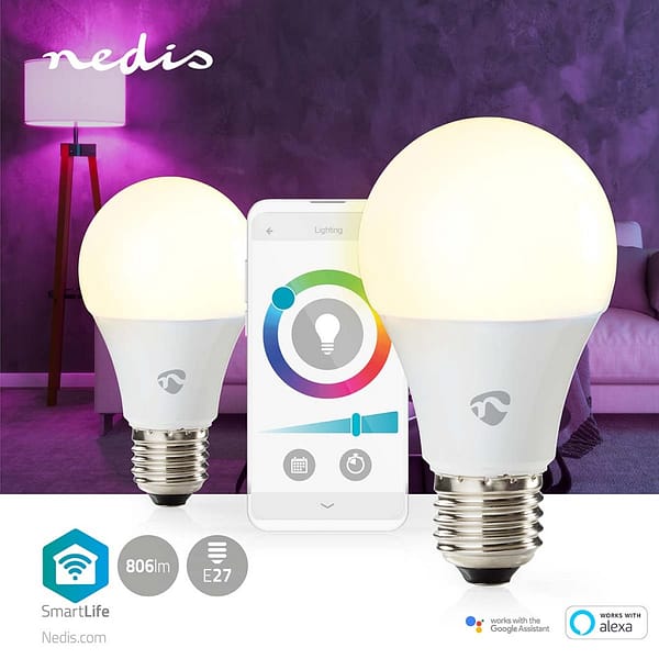 Nedis WIFILRC20E27 Smartlife Multicolour Lamp Wi-fi E27 806 Lm 9 W Rgb / Warm To Cool White Android™ / Ios Peer - Afbeelding 2