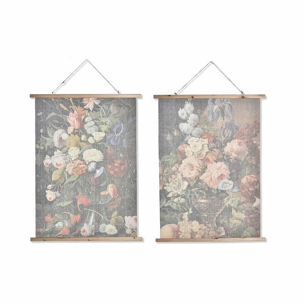 Schilderij DKD Home Decor 75 x 2 x 100 cm Blommor Modern (2 Stuks)