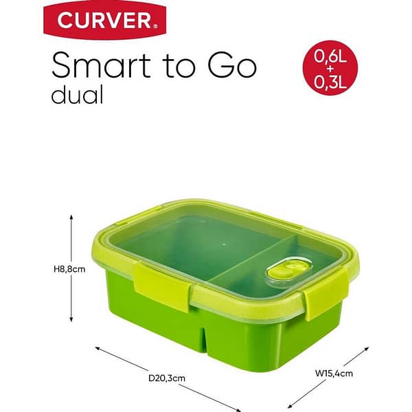 Curver Smart To Go Duo Lunchbox 0,6+0,3L - Afbeelding 2