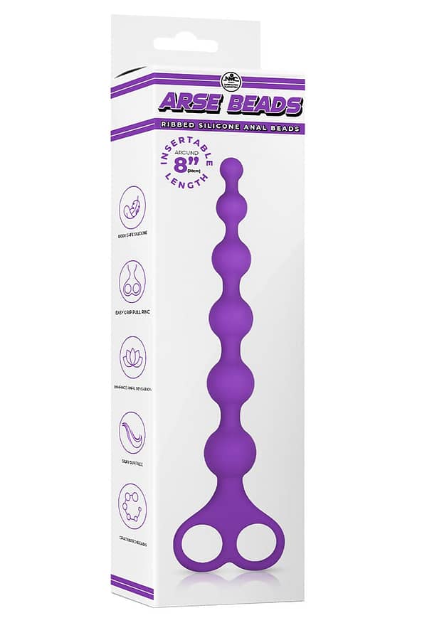 NMC 8 INCH RIBBED SILICONE ANAL BEADS PURPLE - Afbeelding 2