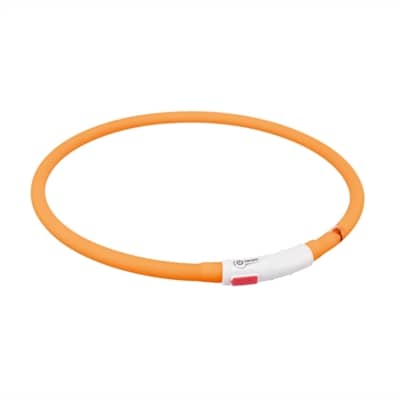 TRIXIE LICHTGEVENDE HALSBAND HOND USB SILICONEN OPLAADBAAR ORANJE 70X1 CM